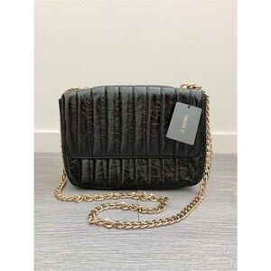 Forever 21 Black Faux Leather Quilted Chain Magnetic Crossbody Bag